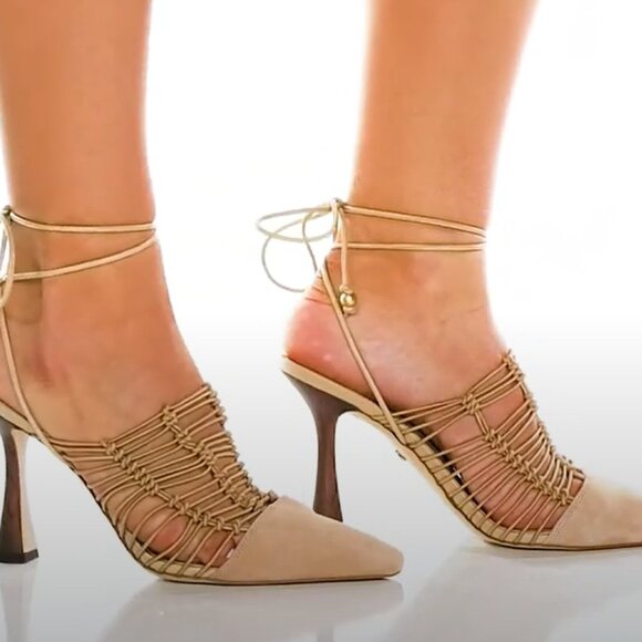 NEW Sam Edelman Trinity Ankle Strap Pointed Toe Pump bage brown for women j - Picture 12 of 12